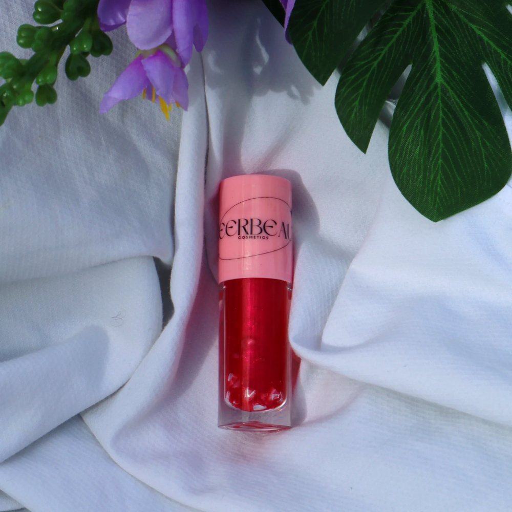 Bare Berry, high shine shimmering jelly gloss, in a pink-capped MEERBEAUT wand tube