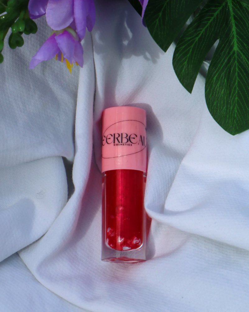 Bare Berry, high shine shimmering jelly gloss, in a pink-capped MEERBEAUT wand tube